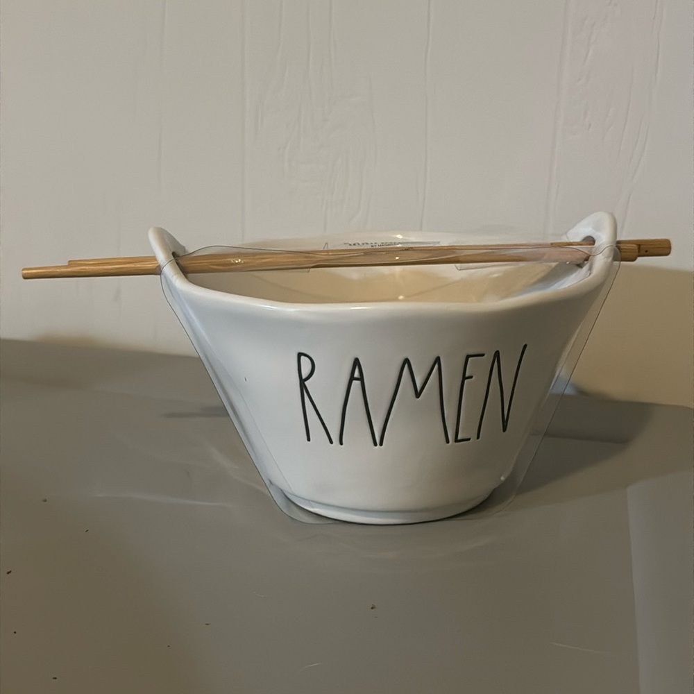 Rae Dunn Ramen bowl with chopsticks